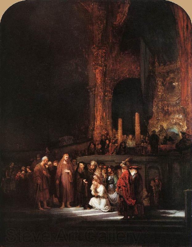 REMBRANDT Harmenszoon van Rijn Christ and the Woman Taken in Adultery France oil painting art
